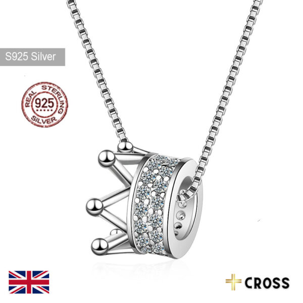 925 Sterling Silver Zircon Crown Queen Necklace