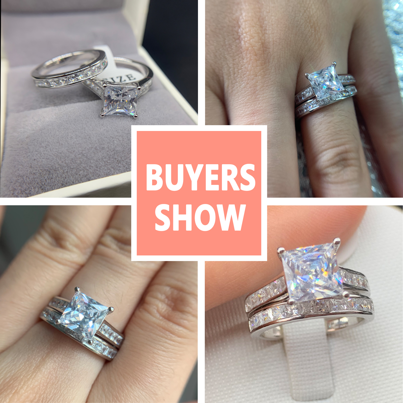 Two Rings Set Silver 2 Pieces Classic Set 925 Sterling Silver Rings